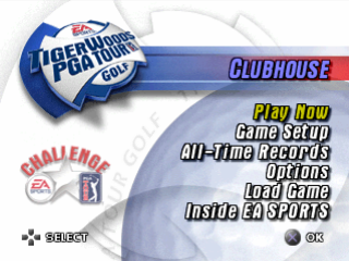 Tiger Woods PGA Tour Golf title screen for Playstation